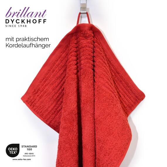 Dyckhoff Handtuchset Brillant, 2 Badetücher 70 x 140 cm und 4 Handtücher 50 x 100 cm, 6-teilig, Kirsche