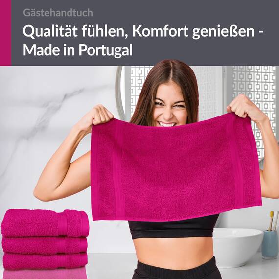 Lashuma 4X Gästehandtuch weich 30x50, Linz Handtücher Set flauschig, Händehandtücher Purpur