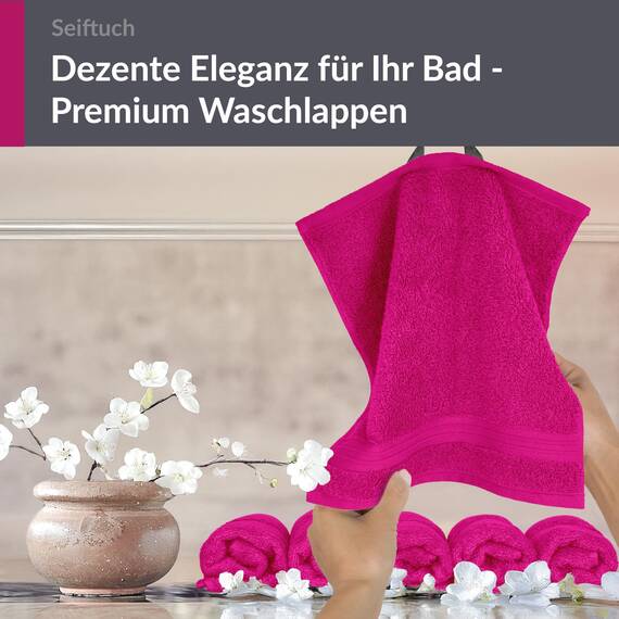 Lashuma Handtücher Set Pink - Purpur, 6X Seiftücher saugstark 30x30, Waschtücher Frottee Linz