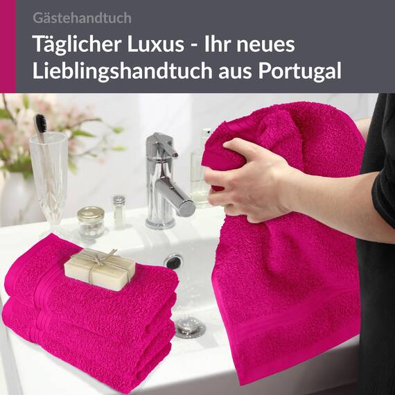 Lashuma 4X Gästehandtuch weich 30x50, Linz Handtücher Set flauschig, Händehandtücher Purpur