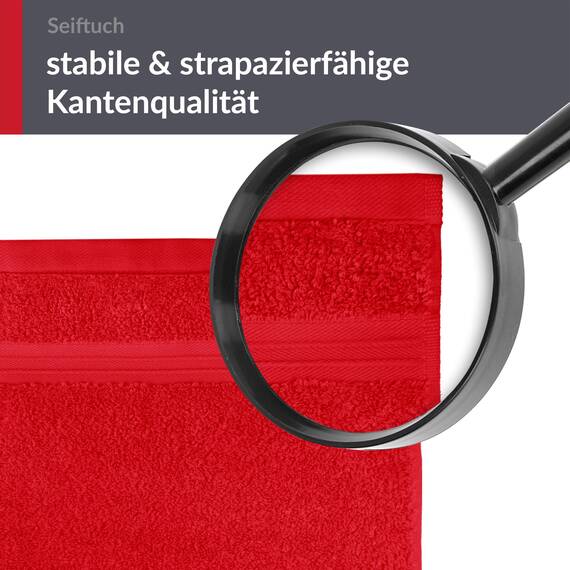Lashuma 6er Set Seiftuch 30x30 cm, hochwertige Gästehandtücher Rot - Scharlach, Kleine Handtücher Linz