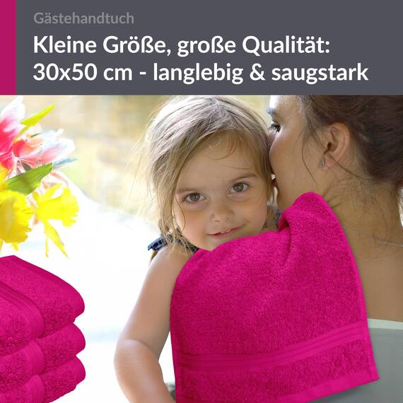 Lashuma 4X Gästehandtuch weich 30x50, Linz Handtücher Set flauschig, Händehandtücher Purpur