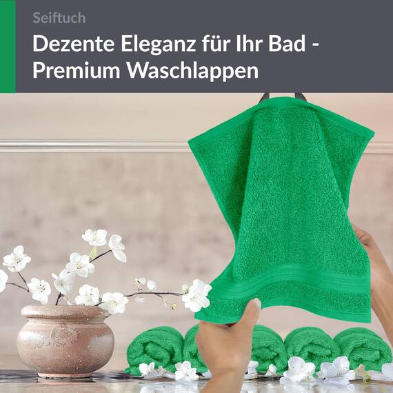 Lashuma Linz Seiftücher Set 30x30, 6er Handtuchset Grün - Forst, Gästehandtücher Frottee 100% Baumwolle