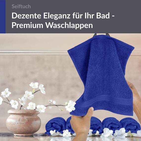 Lashuma Gästehandtücher Set Blau - Königsblau, 6 Stück kleine Handtücher 30x30, Serie: Linz