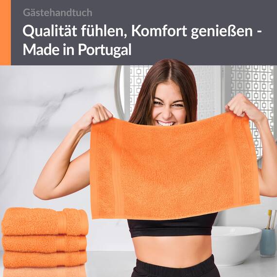 Lashuma 4er Set Gästehandtücher Orange - Blutorange, Linz kleine Handtücher 30x50 cm weich