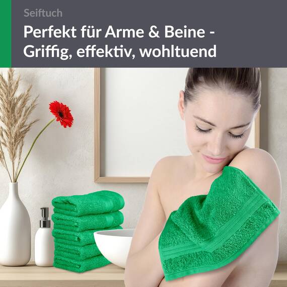 Lashuma Linz Seiftücher Set 30x30, 6er Handtuchset Grün - Forst, Gästehandtücher Frottee 100% Baumwolle