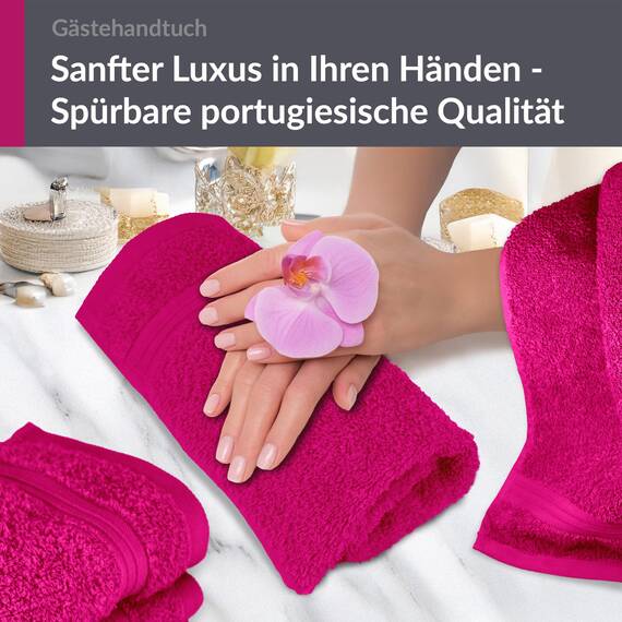 Lashuma 4X Gästehandtuch weich 30x50, Linz Handtücher Set flauschig, Händehandtücher Purpur
