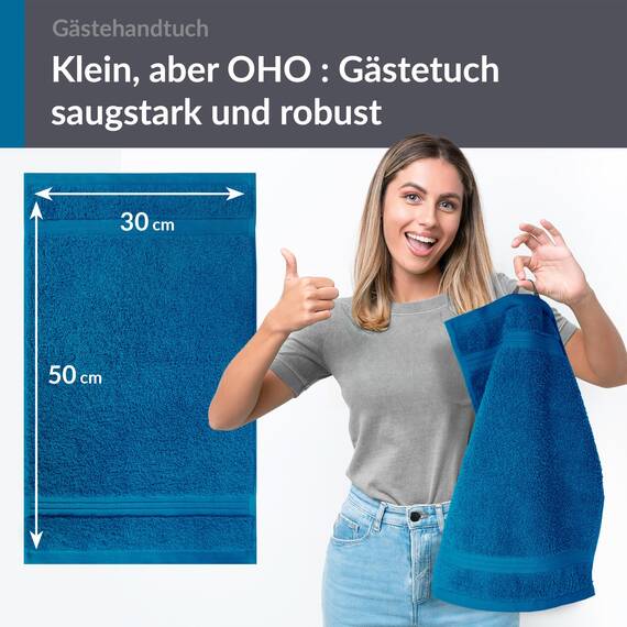 Lashuma 4 teiliges Handtuchset Blau - Petrol, Gästetücher 30x50 cm, Kleine Handtücher flauschig Serie Linz