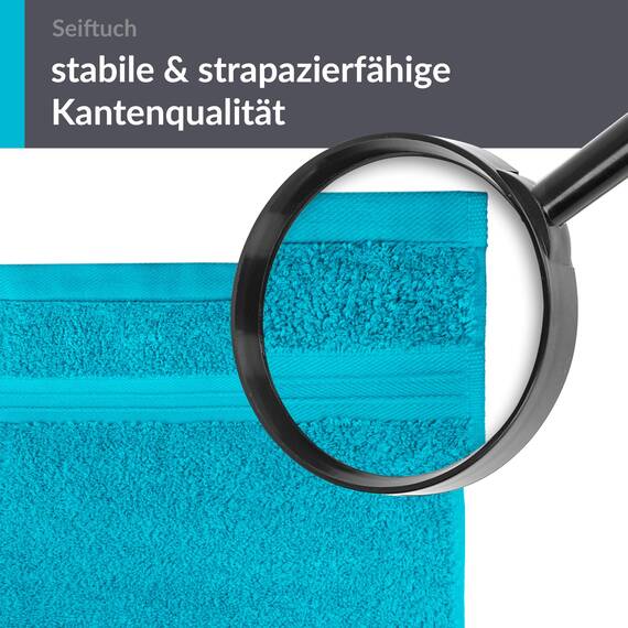 Lashuma 6er Handtücher Set Blau - Aquamarin, Linz weiche Waschlappen 30x30, Frotteetücher Bad