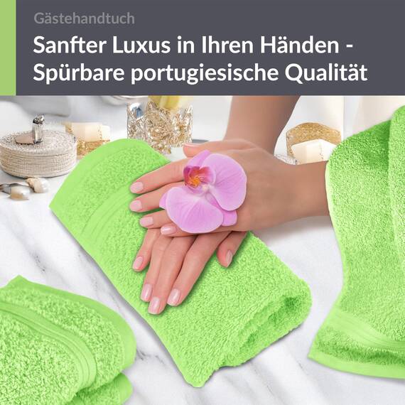 Lashuma 4 Stück Gästehandtuch klein 30x50 cm Baumwolle,Linz Bad Frotteetücher Grün - Apfel