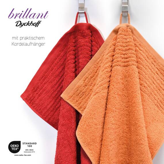 Dyckhoff 0410996525 Handtuchset "Brillant", 2 Badetücher / Duschtücher 70 x 140 cm und 4 Handtücher 50 x 100 cm, 6-teilig, kirsche / peach