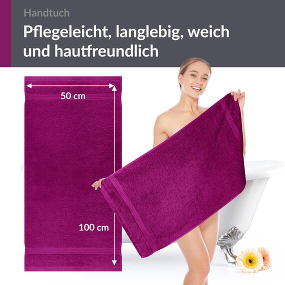 Lashuma 2er Badezimmer Frottee Handtuch Set Lila - Orchidee, Linz extra weiche Baumwollhandtücher 50x100 cm