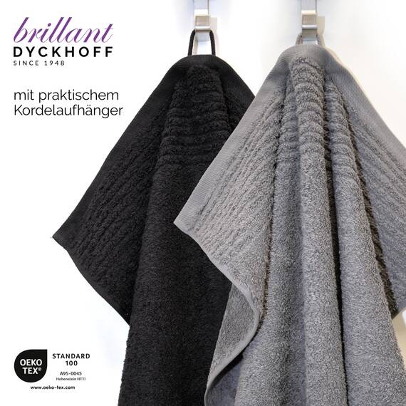 Dyckhoff Handtuchset Brillant, 2 Badetücher 70 x 140 cm und 4 Handtücher 50 x 100 cm, 6-teilig, schwarz-grau
