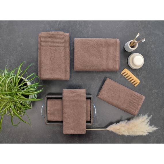 Dyckhoff Handtuchset "Brillant", 2 Badetücher / Duschtücher 70 x 140 cm und 4 Handtücher 50 x 100 cm, 6-teilig, nuss
