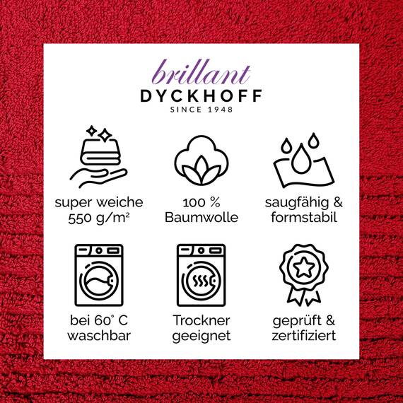 Dyckhoff Handtuchset Brillant, 2 Badetücher 70 x 140 cm und 4 Handtücher 50 x 100 cm, 6-teilig, Kirsche