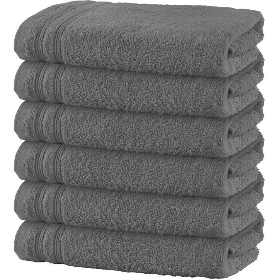 Erwin Müller Handtuch 6er-Pack Heidelberg 100% Baumwolle - saugstark, gut trocknend, kompakt, leichte Qualität anthrazit Größe 50x100 cm - ideal für Sport, Strand, Reisen