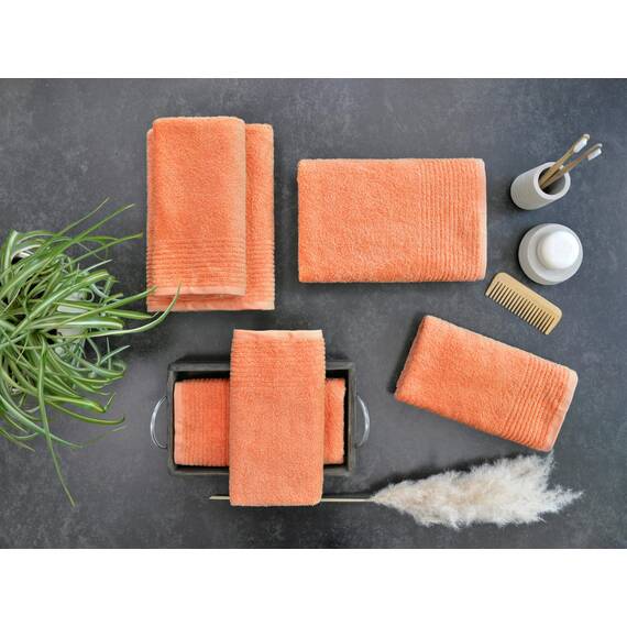 Dyckhoff Handtuchset "Brillant", 2 Badetücher / Duschtücher 70 x 140 cm und 4 Handtücher 50 x 100 cm, 6-teilig, peach