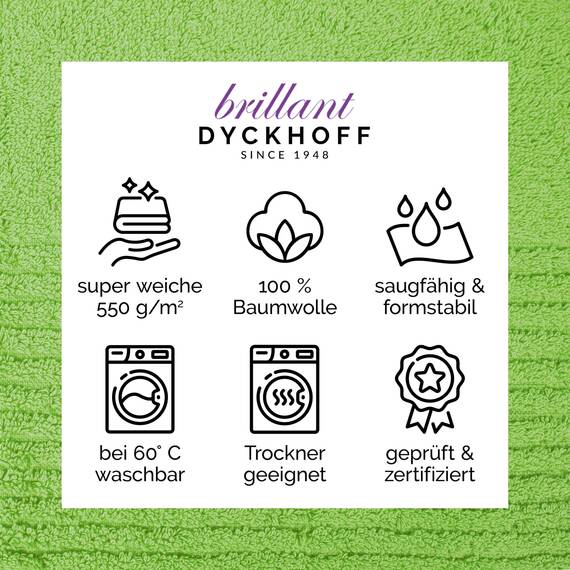 Dyckhoff Handtuchset Brillant, 2 Badetücher 70 x 140 cm und 4 Handtücher 50 x 100 cm, 6-teilig, Apfel
