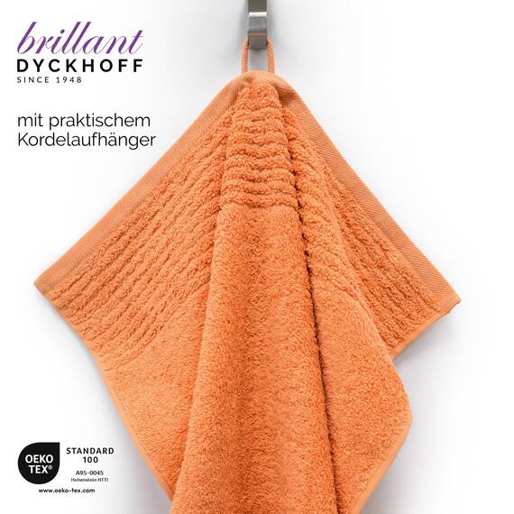 Dyckhoff Handtuchset "Brillant", 2 Badetücher / Duschtücher 70 x 140 cm und 4 Handtücher 50 x 100 cm, 6-teilig, peach