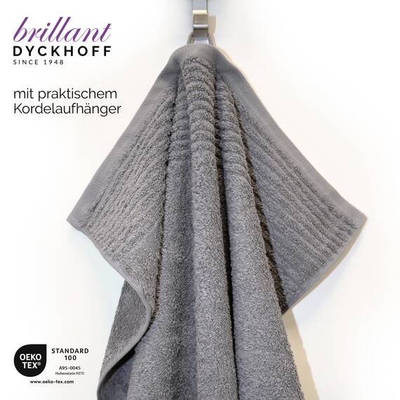 Dyckhoff Handtuchset Brillant, 2 Badetücher 70 x 140 cm und 4 Handtücher 50 x 100 cm, 6-teilig, grau