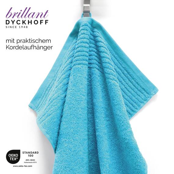 Dyckhoff Handtuchset "Brillant", 2 Badetücher / Duschtücher 70 x 140 cm und 4 Handtücher 50 x 100 cm, 6-teilig, türkis