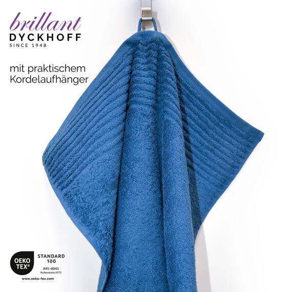 Dyckhoff Handtuchset "Brillant", 2 Badetücher / Duschtücher 70 x 140 cm und 4 Handtücher 50 x 100 cm, 6-teilig, blau