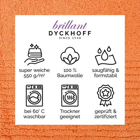 Dyckhoff Handtuchset "Brillant", 2 Badetücher / Duschtücher 70 x 140 cm und 4 Handtücher 50 x 100 cm, 6-teilig, peach