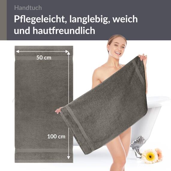 Lashuma Handtuchset flauschig Grau - Dunkel, Linz 2X Pool Handtuch Männer 50x100 cm
