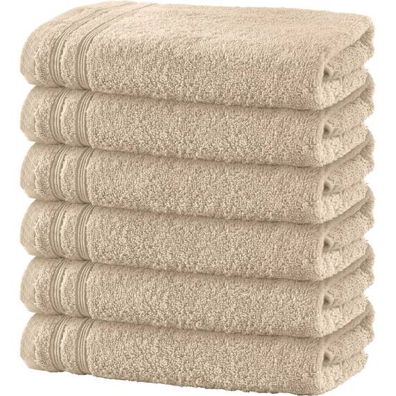 Erwin Müller Duschtuch 6er-Pack Heidelberg 100% Baumwolle beige Größe 70x140 cm - saugstark, gut trocknend, kompakt, leichte Qualität - ideal für Sport, Strand, Reisen