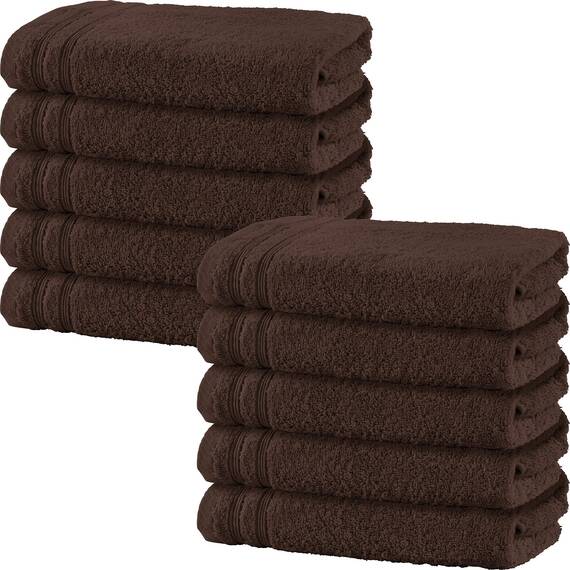 Erwin Müller Duschtuch 10er-Pack Heidelberg 100% Baumwolle braun Größe 70x140 cm - saugstark, gut trocknend, kompakt, leichte Qualität - ideal für Sport, Strand, Reisen
