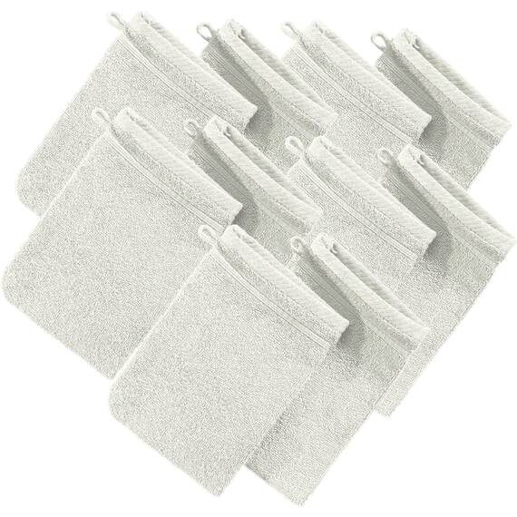 Erwin Müller Waschhandschuh, Waschlappen Heidelberg 10er- Pack, 100% Baumwolle Creme Größe 15x21 cm - weiche Qualität, saugstark und strapazierfähig - praktisch durch Schlaufe