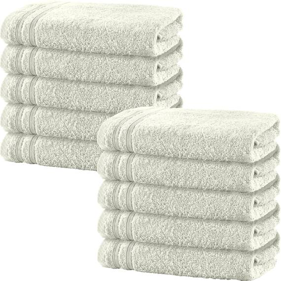 Erwin Müller Handtuch 10er-Pack Heidelberg 100% Baumwolle Creme Größe 50x100 cm - saugstark, gut trocknend, kompakt, leichte Qualität - ideal für Sport, Strand, Reisen