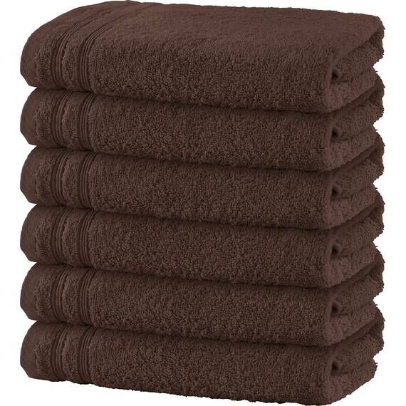 Erwin Müller Badetuch 6er-Pack Heidelberg 100% Baumwolle braun Größe 100x150 cm - saugstark, gut trocknend, kompakt, leichte Qualität - ideal für Sport, Strand, Reisen
