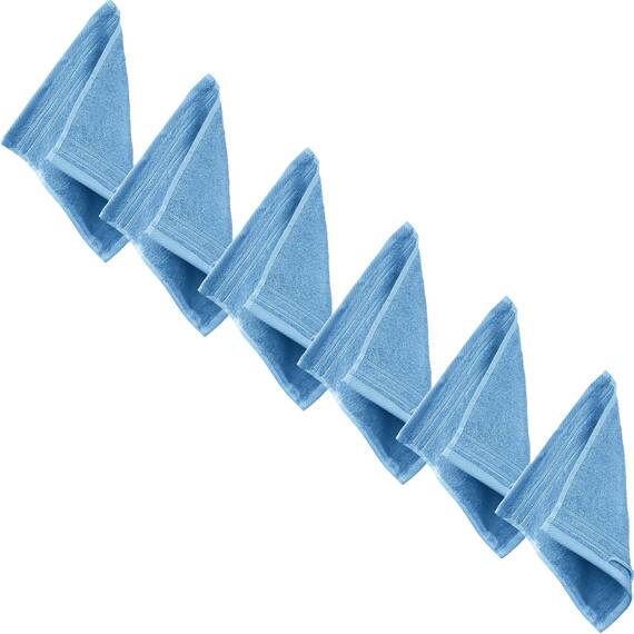 Erwin Müller Seiftuch Heidelberg 6er- Pack, 100% Baumwolle hellblau Größe 30x30 cm - weiche Qualität, saugstark und strapazierfähig - praktisch durch Schlaufe