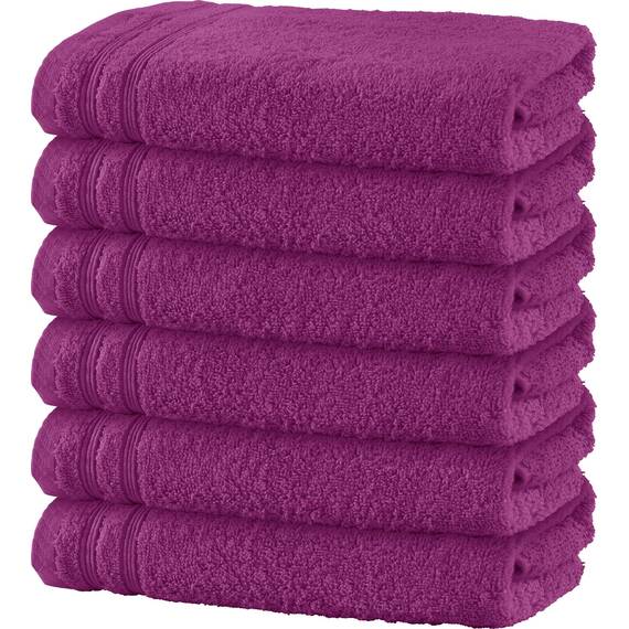 Erwin Müller Duschtuch 6er-Pack Heidelberg 100% Baumwolle Fuchsia Größe 70x140 cm - saugstark, gut trocknend, kompakt, leichte Qualität - ideal für Sport, Strand, Reisen