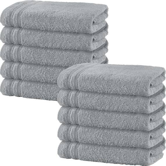 Erwin Müller Handtuch 10er-Pack Heidelberg 100% Baumwolle hellgrau Größe 50x100 cm - saugstark, gut trocknend, kompakt, leichte Qualität - ideal für Sport, Strand, Reisen
