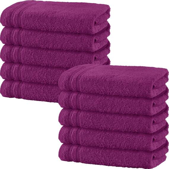 Erwin Müller Duschtuch 10er-Pack Heidelberg 100% Baumwolle Fuchsia Größe 70x140 cm - saugstark, gut trocknend, kompakt, leichte Qualität - ideal für Sport, Strand, Reisen