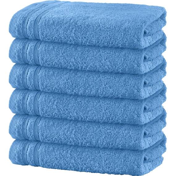 Erwin Müller Handtuch 6er-Pack Heidelberg 100% Baumwolle - saugstark, gut trocknend, kompakt, leichte Qualität hellblau Größe 50x80 cm - ideal für Sport, Strand, Reisen