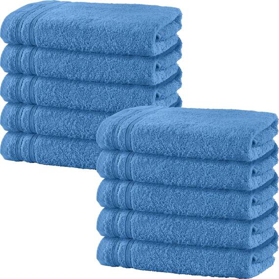 Erwin Müller Handtuch 10er-Pack Heidelberg 100% Baumwolle hellblau Größe 50x80 cm - saugstark, gut trocknend, kompakt, leichte Qualität - ideal für Sport, Strand, Reisen