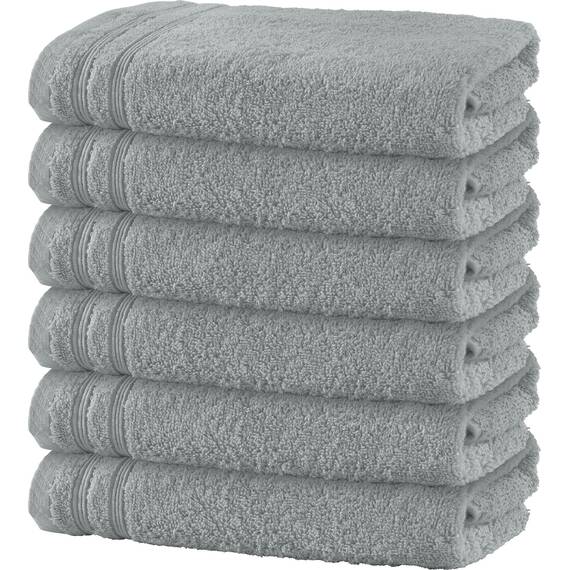 Erwin Müller Handtuch 6er-Pack Heidelberg 100% Baumwolle - saugstark, gut trocknend, kompakt, leichte Qualität hellgrau Größe 50x100 cm - ideal für Sport, Strand, Reisen