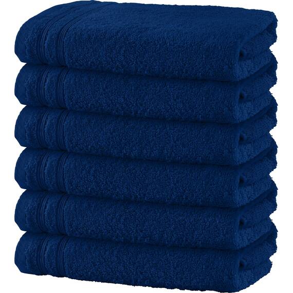Erwin Müller Badetuch 6er-Pack Heidelberg 100% Baumwolle Marine Größe 100x150 cm - saugstark, gut trocknend, kompakt, leichte Qualität - ideal für Sport, Strand, Reisen