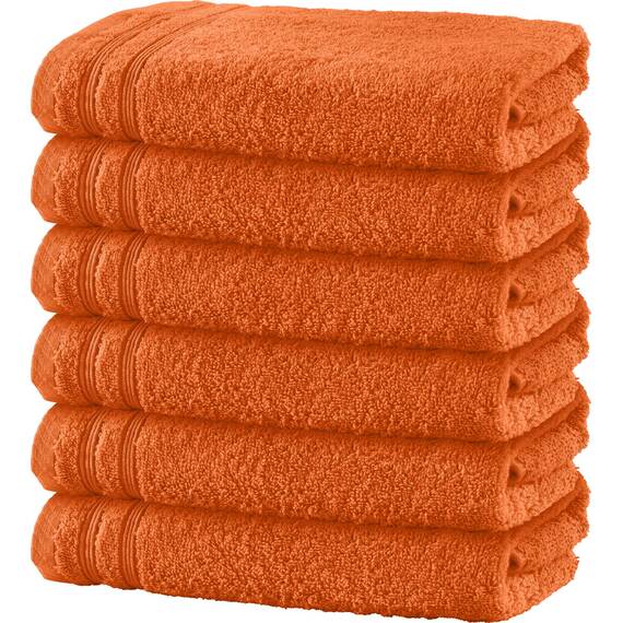 Erwin Müller Duschtuch 6er-Pack Heidelberg 100% Baumwolle orange Größe 70x140 cm - saugstark, gut trocknend, kompakt, leichte Qualität - ideal für Sport, Strand, Reisen