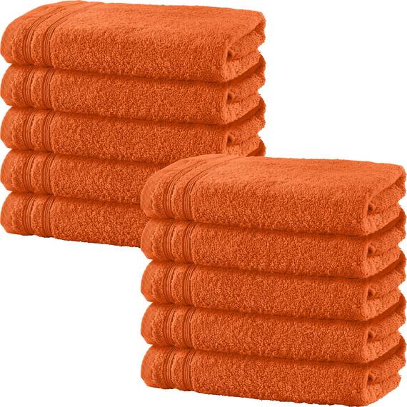 Erwin Müller Handtuch 10er-Pack Heidelberg 100% Baumwolle orange Größe 50x100 cm - saugstark, gut trocknend, kompakt, leichte Qualität - ideal für Sport, Strand, Reisen