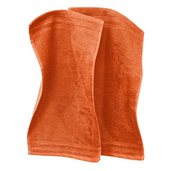 Erwin Müller Gästetuch Heidelberg 2er- Pack 100% Baumwolle orange Größe 30x50 cm - leichte Qualität, saugstark, schnelltrocknend, kompakt - ideal für Sport, Strand, Reisen