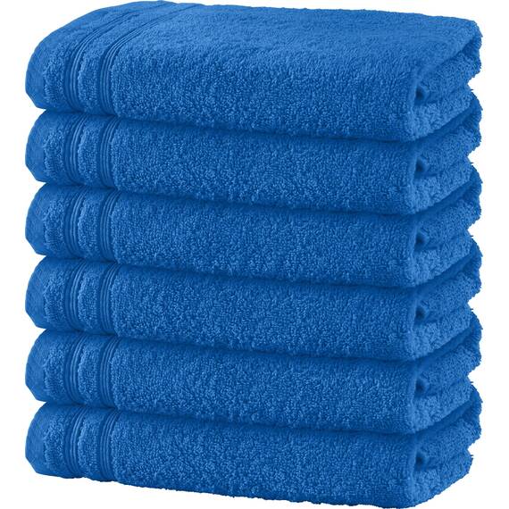 Erwin Müller Handtuch 6er-Pack Heidelberg 100% Baumwolle - saugstark, gut trocknend, kompakt, leichte Qualität Royalblau Größe 50x80 cm - ideal für Sport, Strand, Reisen