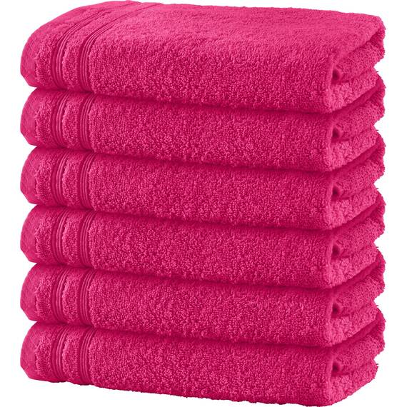 Erwin Müller Duschtuch 6er-Pack Heidelberg 100% Baumwolle pink Größe 70x140 cm - saugstark, gut trocknend, kompakt, leichte Qualität - ideal für Sport, Strand, Reisen