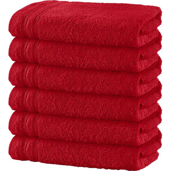 Erwin Müller Badetuch 6er-Pack Heidelberg 100% Baumwolle rot Größe 100x150 cm - saugstark, gut trocknend, kompakt, leichte Qualität - ideal für Sport, Strand, Reisen