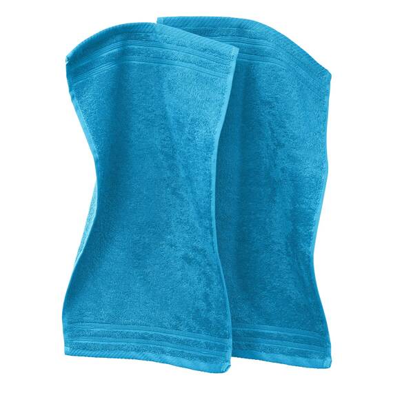 Erwin Müller Gästetuch Heidelberg 2er- Pack 100% Baumwolle türkis Größe 30x50 cm - leichte Qualität, saugstark, schnelltrocknend, kompakt - ideal für Sport, Strand, Reisen