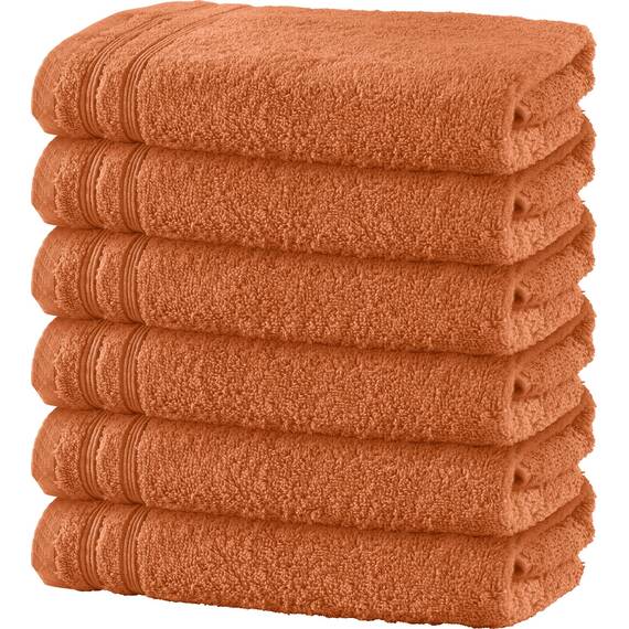 Erwin Müller Duschtuch 6er-Pack Heidelberg 100% Baumwolle Terra Größe 70x140 cm - saugstark, gut trocknend, kompakt, leichte Qualität - ideal für Sport, Strand, Reisen
