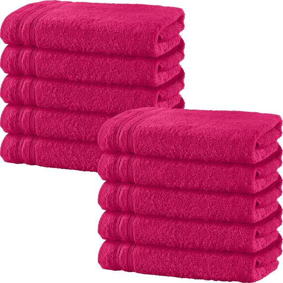 Erwin Müller Badetuch 10er-Pack Heidelberg 100% Baumwolle pink Größe 100x150 cm - saugstark, gut trocknend, kompakt, leichte Qualität - ideal für Sport, Strand, Reisen